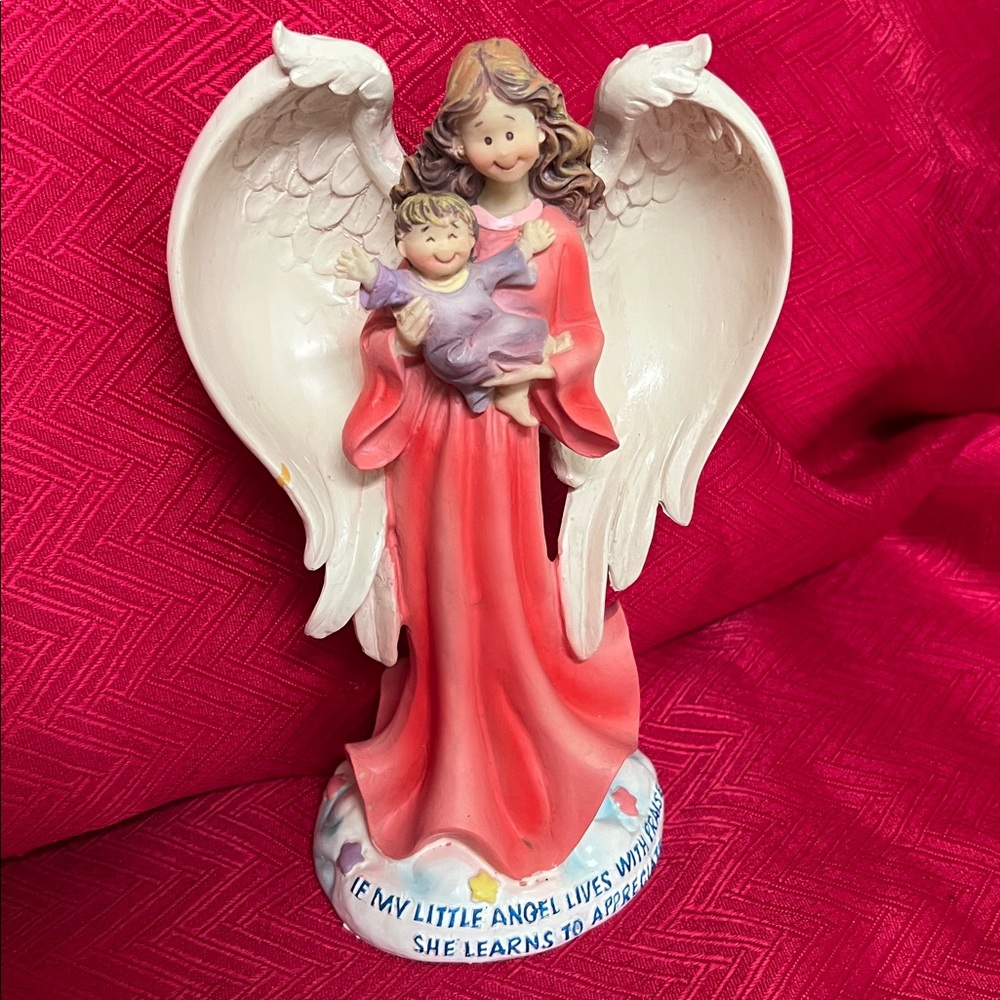 Colorful Angel With Baby Novity Saying 7.50 Figurine New in Box